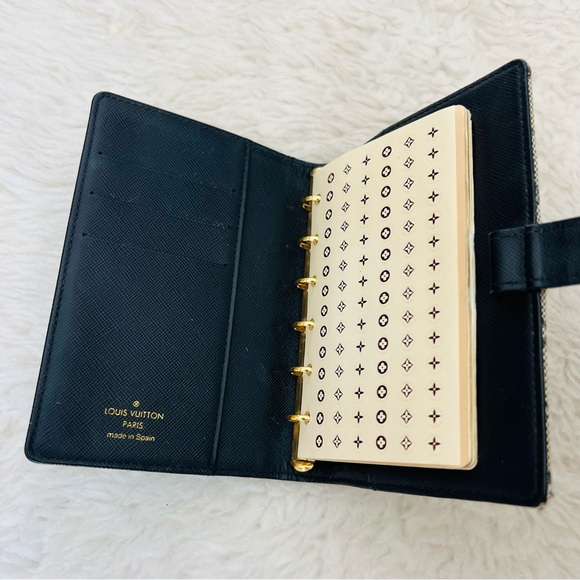 Louis Vuitton Mini Lin Monogram Canvas Leather Agenda Memo Book Cover w/ LVnotes - Picture 6 of 16